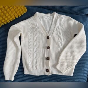 White Cable Knit Cardigan Sweater